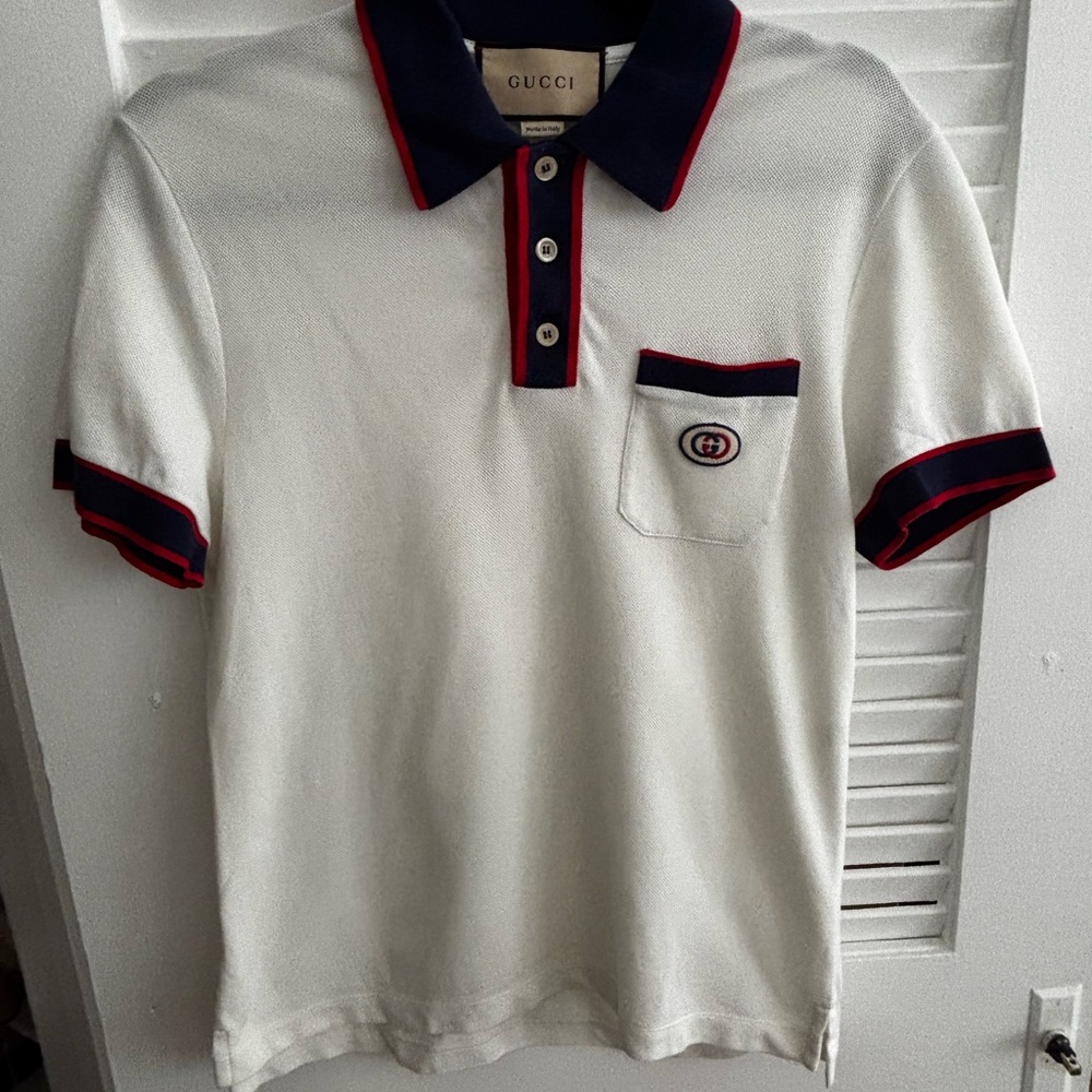 ✨ Gucci Classic Polo Shirt – White w/ Navy & Red Trim - Picture 3 of 3